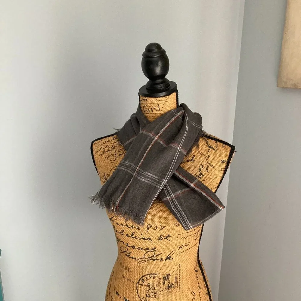 Gray Plaid Scarf NWT